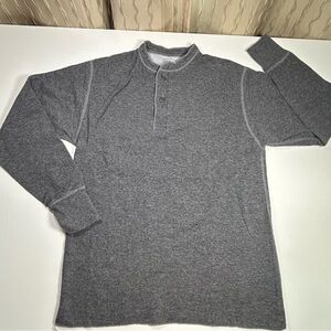 L.L. Bean Wool Blend Two-Layer Henley River Driver Men's M Dark Gray Long Sleeve